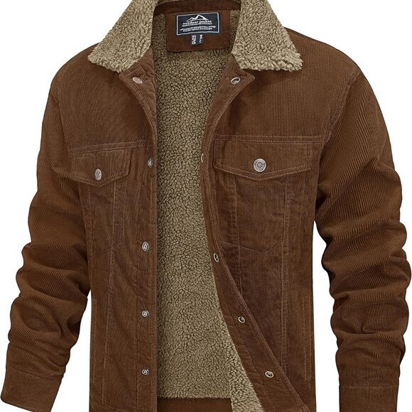 Warm & Fashionable Men's Corduroy Sherpa Jacket - Ideal for Any Winter Occasion - Picture 1 of 7